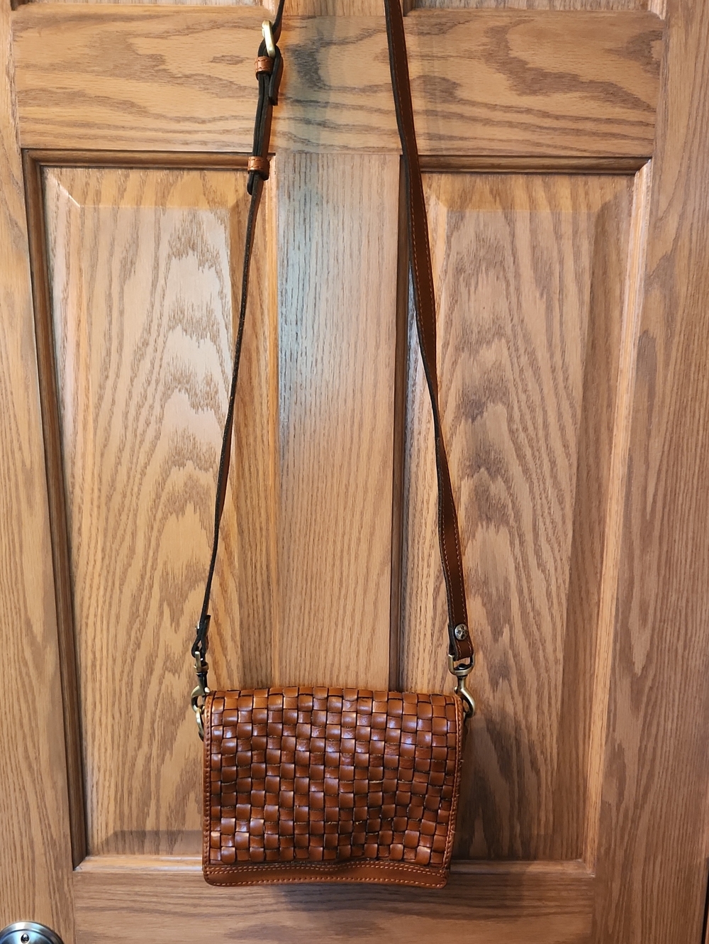 Patricia Nash Tan Woven Leather Crossbody